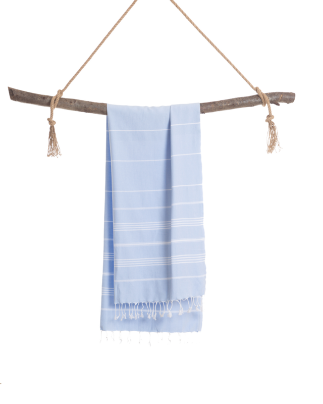 TELO TO GO IPANEMA Telo mare in cotone 180x100 cm | Asciugamano da piscina ad asciugatura rapida | Azzurro | con confezione regalo