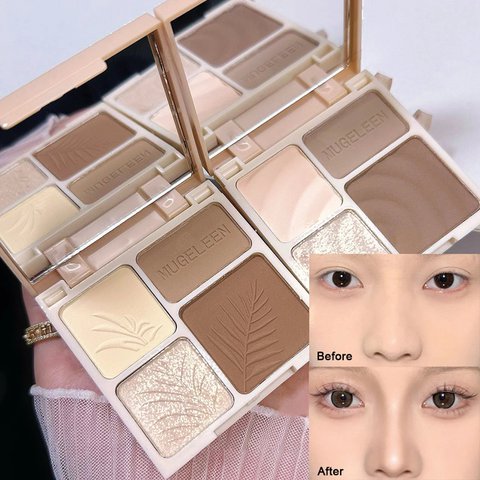 4 Farben Highlighter Kontur 3D Gesichtsbronzer Kosmetik Aufhellung Beige Matte Highlights Palette Lidschatten Nase Pulver Make-up