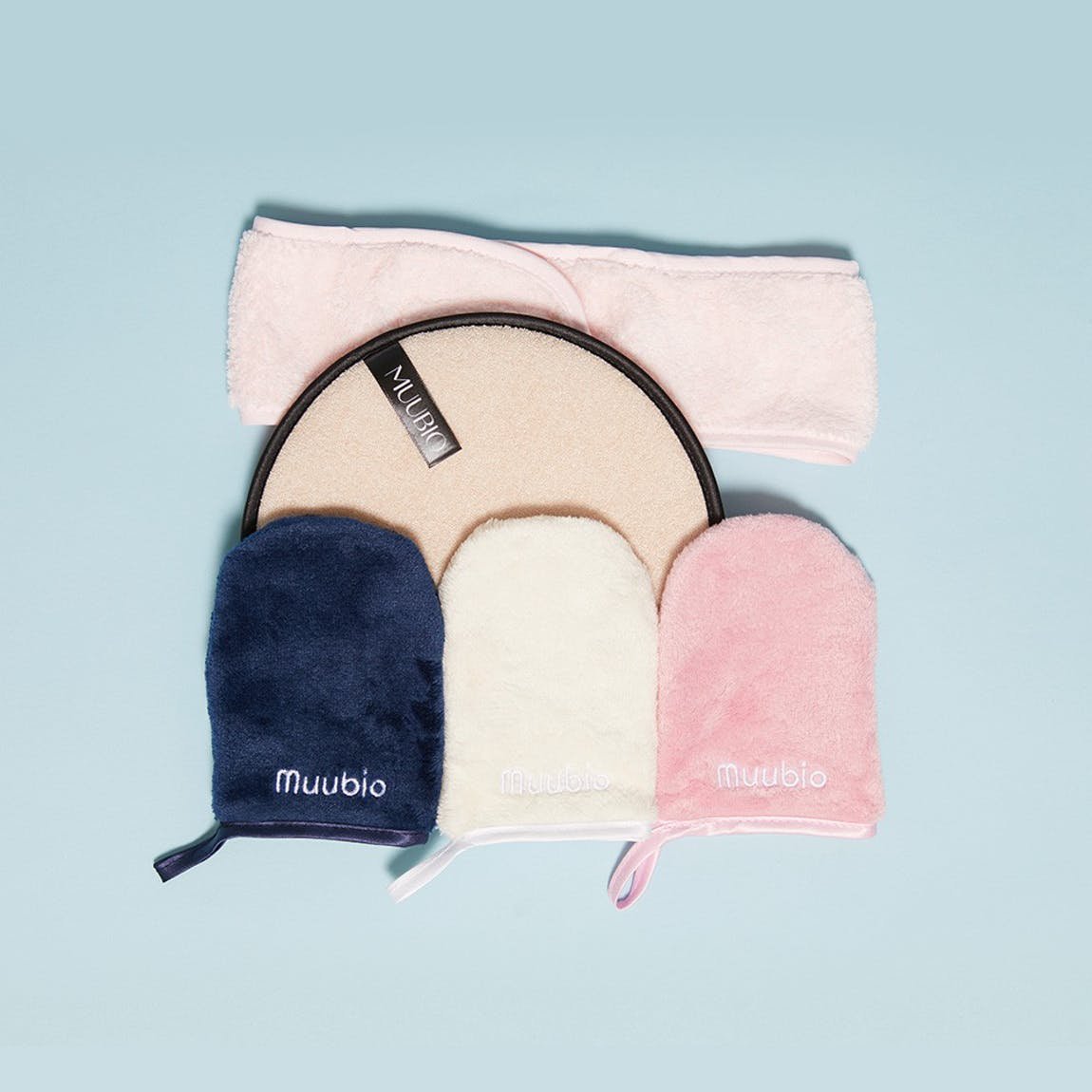 Herbruikbare make-up remover handschoenen X3 + Scrubhandschoen + Hoofdband + Mouw