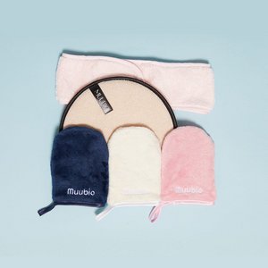 Reusable make-up remover gloves X3 + Exfoliating glove + Headband + Sleeve