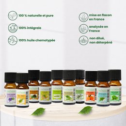 Lot de 10 Huiles Essentielles avec Trousse de Rangement Offerte