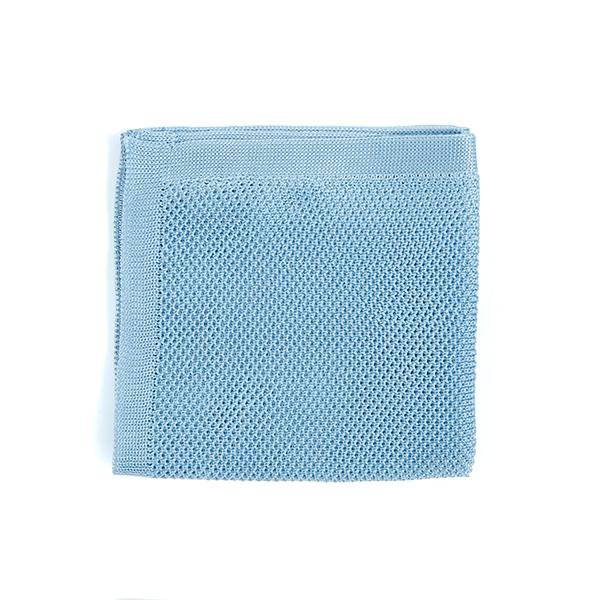 Misty blue knitted pocket square
