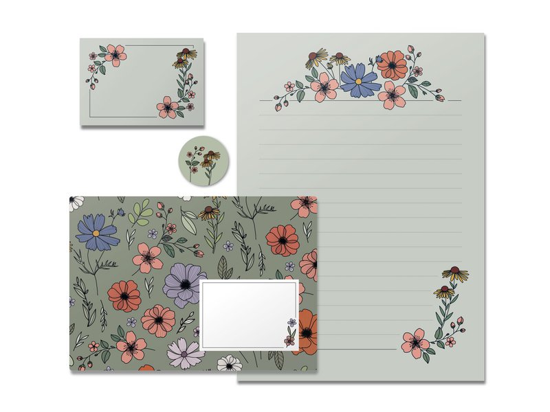 Set Papelería 05 Flores
