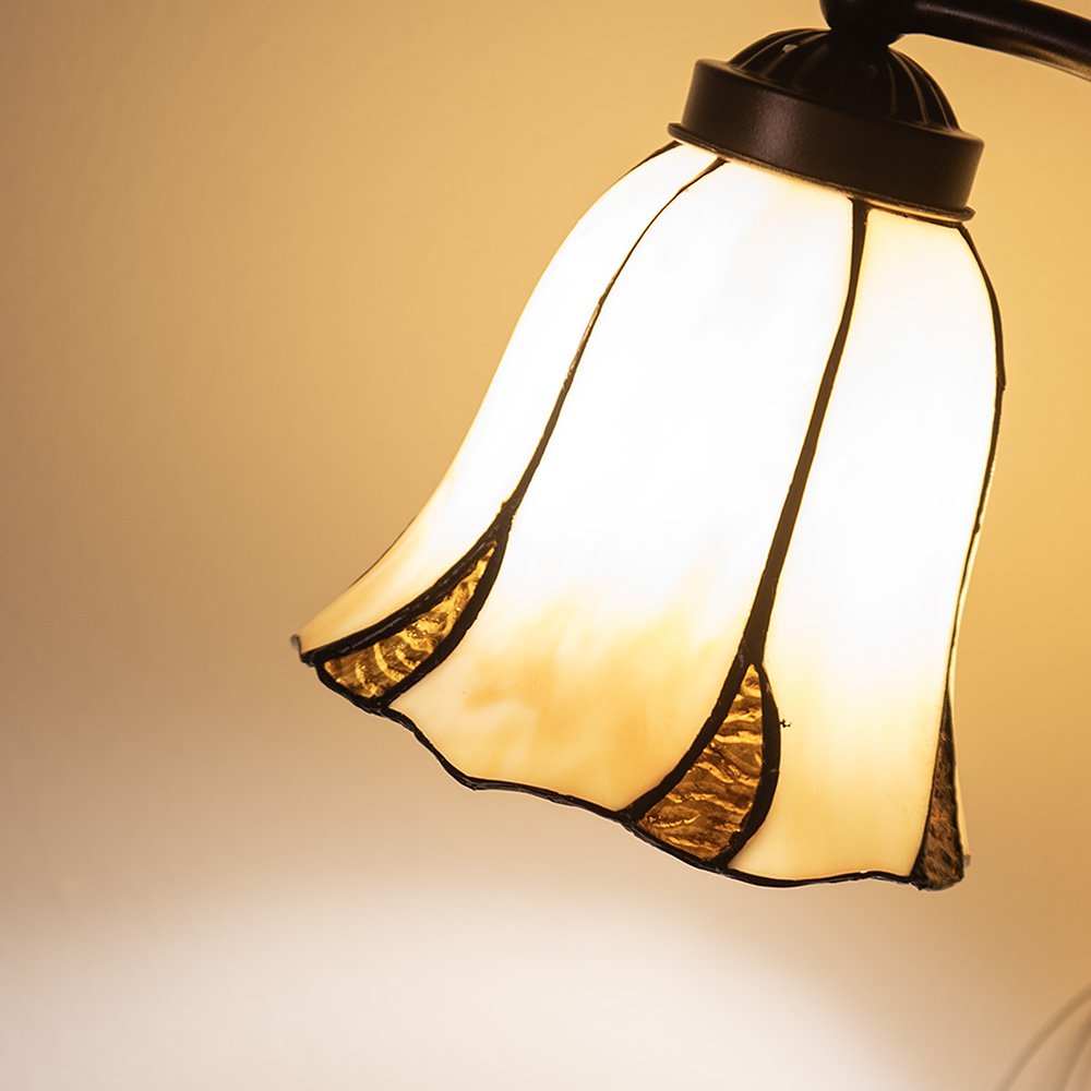 Tiffany table lamp Ø 15x46 cm beige brown glass tiffany desk lamp