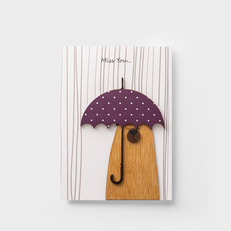 Håndlavet 3D træparaplykort – romantisk Miss You Card