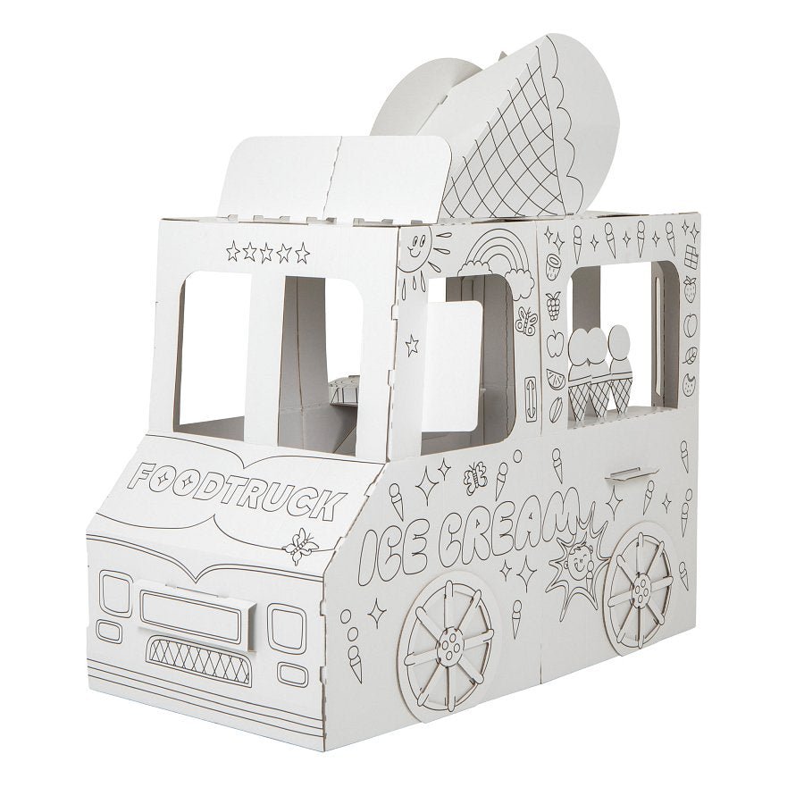 Speelhuis Food Truck Kartonnen speelhuis voor kinderen – DIY Bouwen & Kleuren 3+