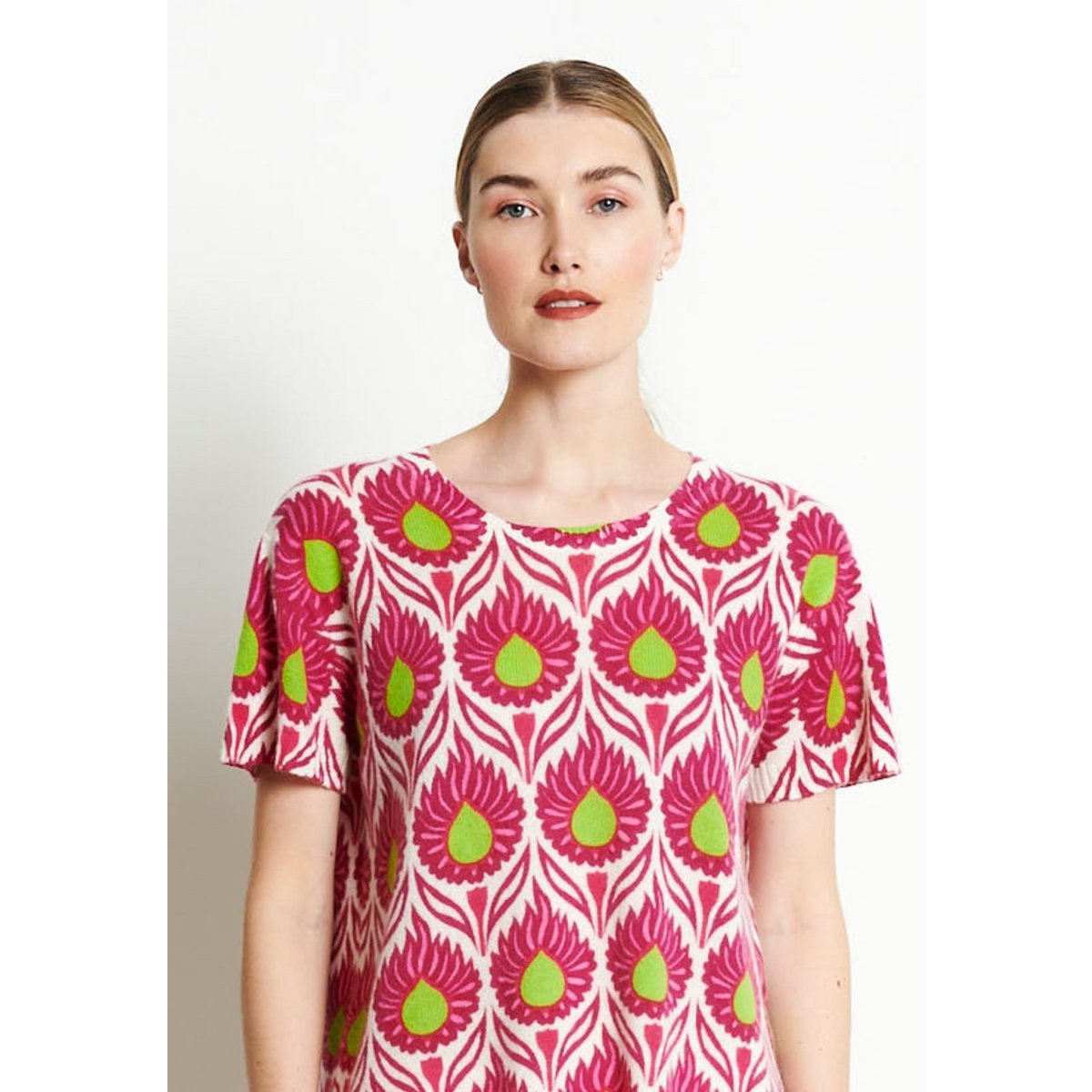 Ria 12 t-shirt stampa floreale in cashmere bianco ecru