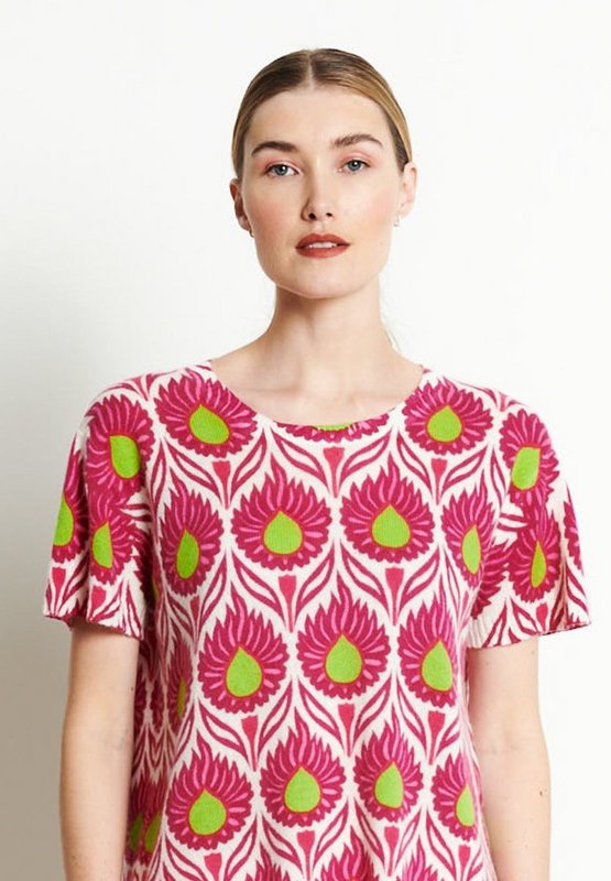 RIA 12 T-shirt Blomsterprint i Cashmere White Ecru