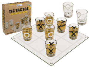 Trinkspiel, Tic Tac Toe mit 9 Gläsern,