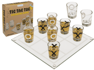 Trinkspiel, Tic Tac Toe mit 9 Gläsern,
