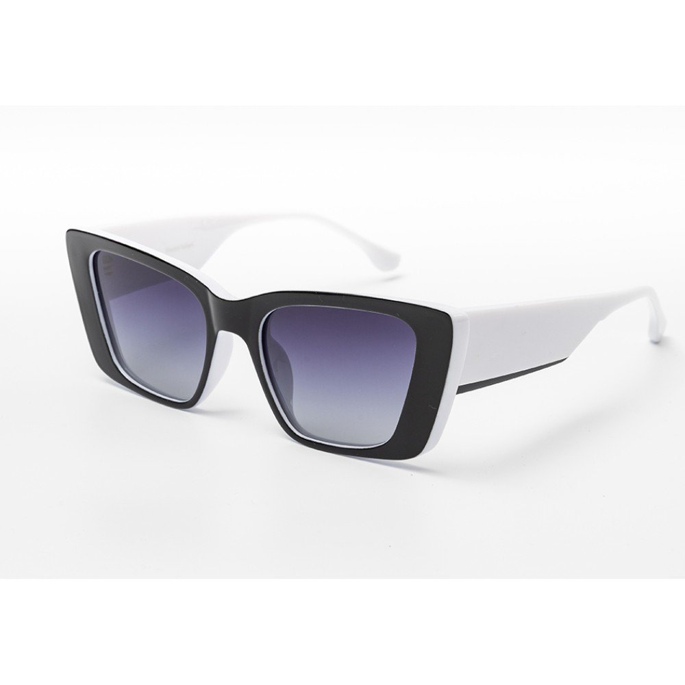 Schwarze Cat-Eye-Sonnenbrille mit Farbverlauf – weißes Rahmendetail | UV400 | Boutique-Brillen