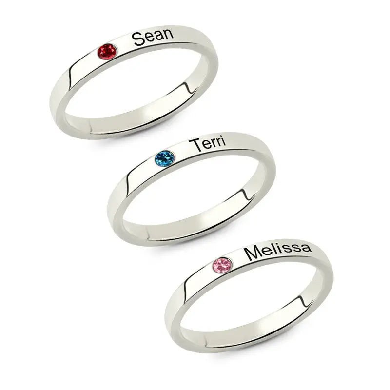 S925 Ring Lettering Pare Nombre personalizado Personalización