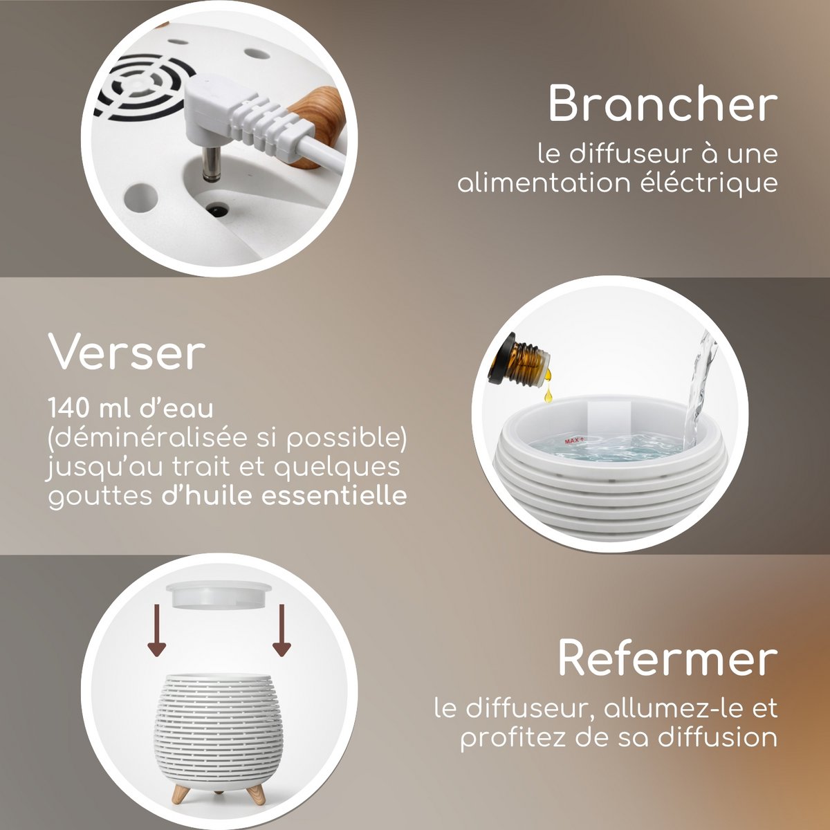 USB ultrasone diffuser – Lina – veelkleurige ledverlichting – modern en discreet – decoratie cadeau-idee