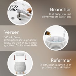 USB Ultrasonic Diffuser – Lina – Flerfarvet LED-belysning – Moderne og diskret – Dekorationsgave-idé
