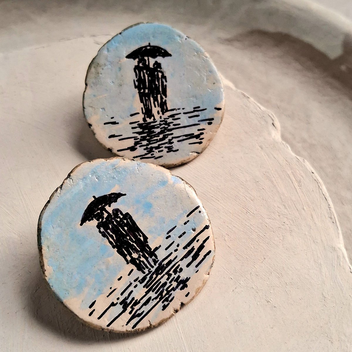 Stud Earrings | Papier mâch Painted Lightweight