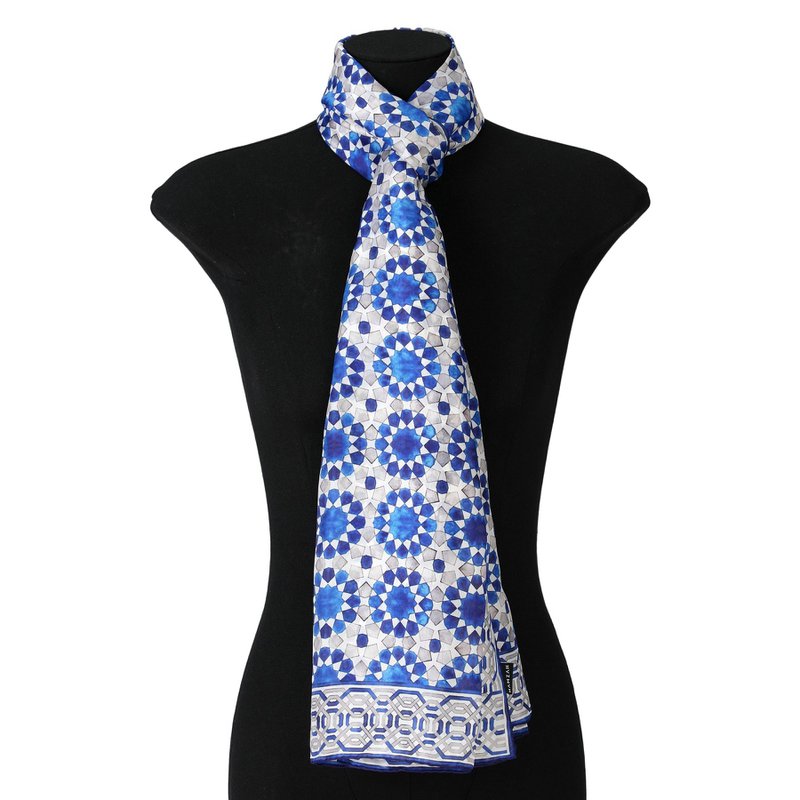 Blue and Grey Silk Scarf Najma