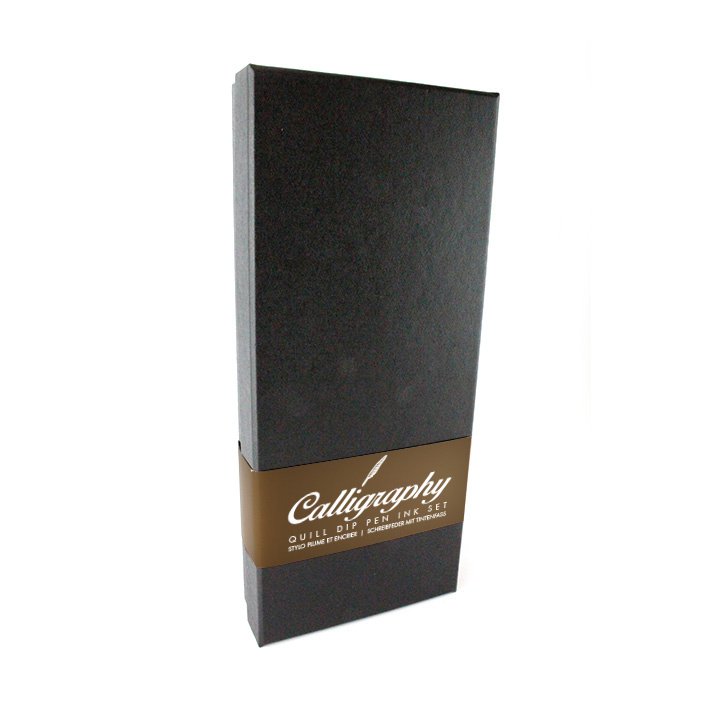 Quillpen-Tintenstift-Federstift-Set, weißer Federstift, schwarze Box