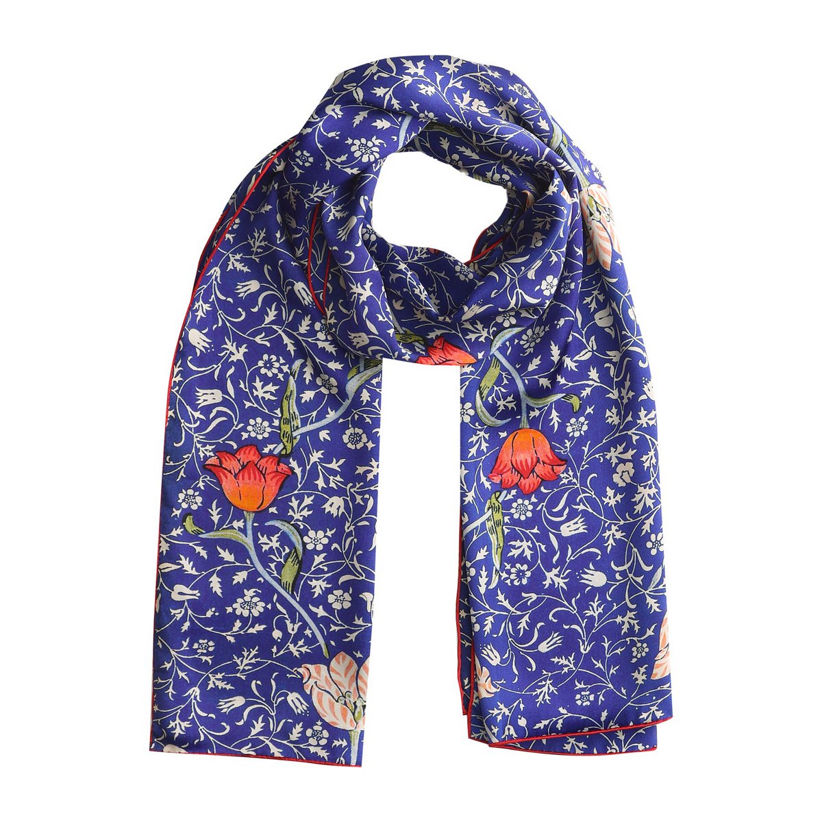 Écharpe en soie bleu floral galata