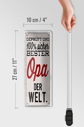 Blikken bord met de tekst 27x10 cm getest en veilig beste opa ter wereld decoratief bord