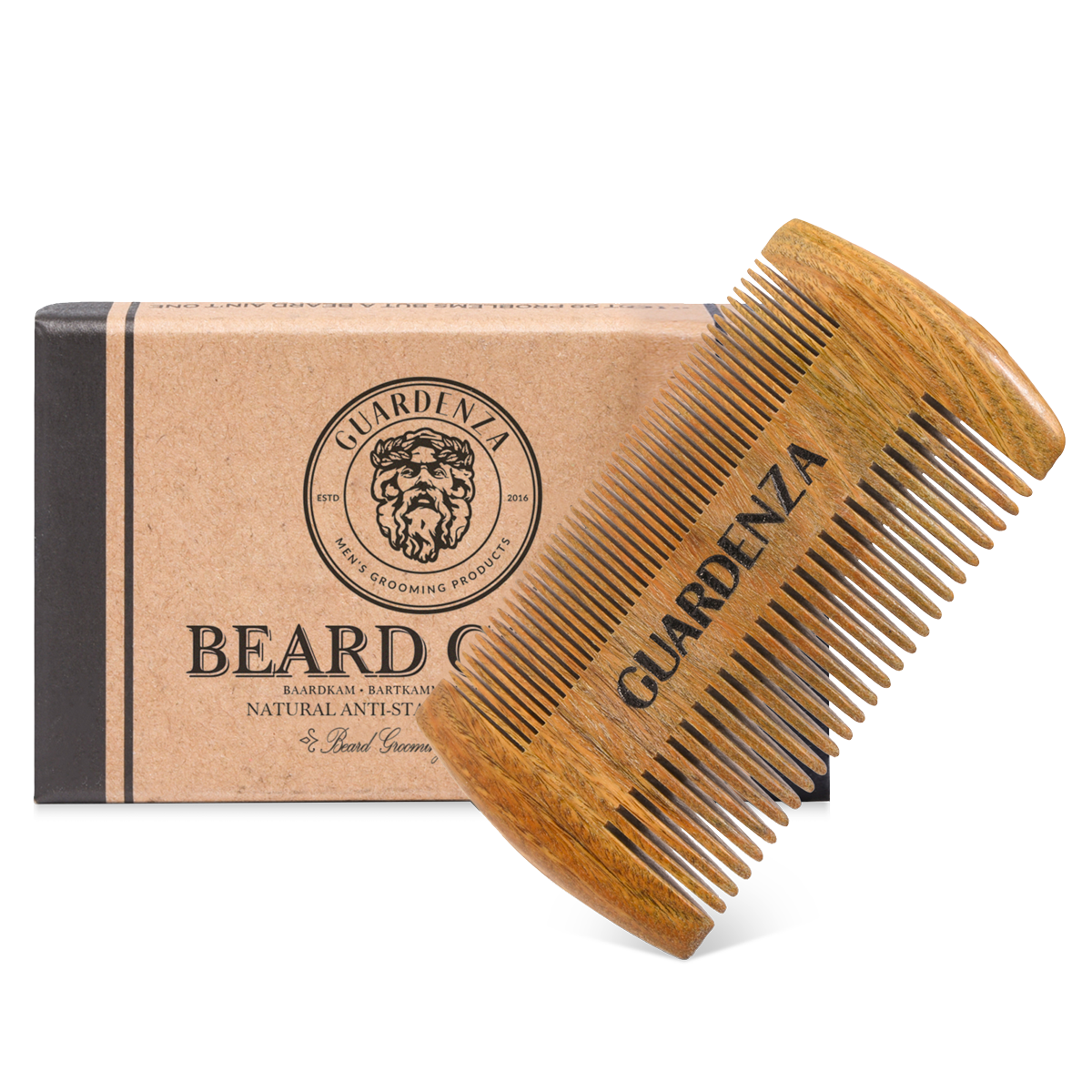 Guardenza Beard Comb - anti-static sandalwood - to distribute beard oil or bar balm well