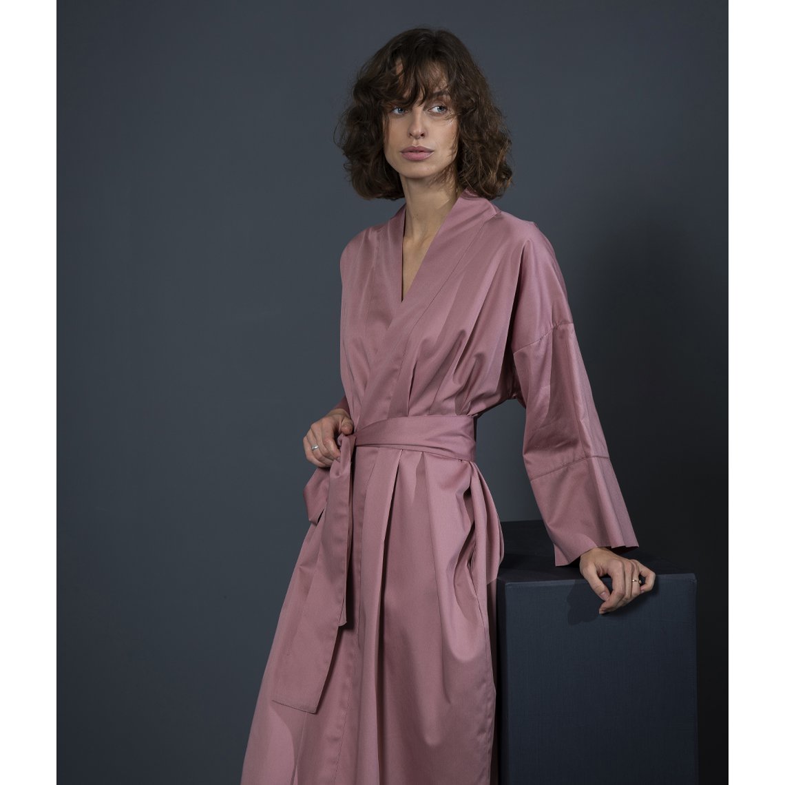 Bademantel Kimono aus massivem Ton