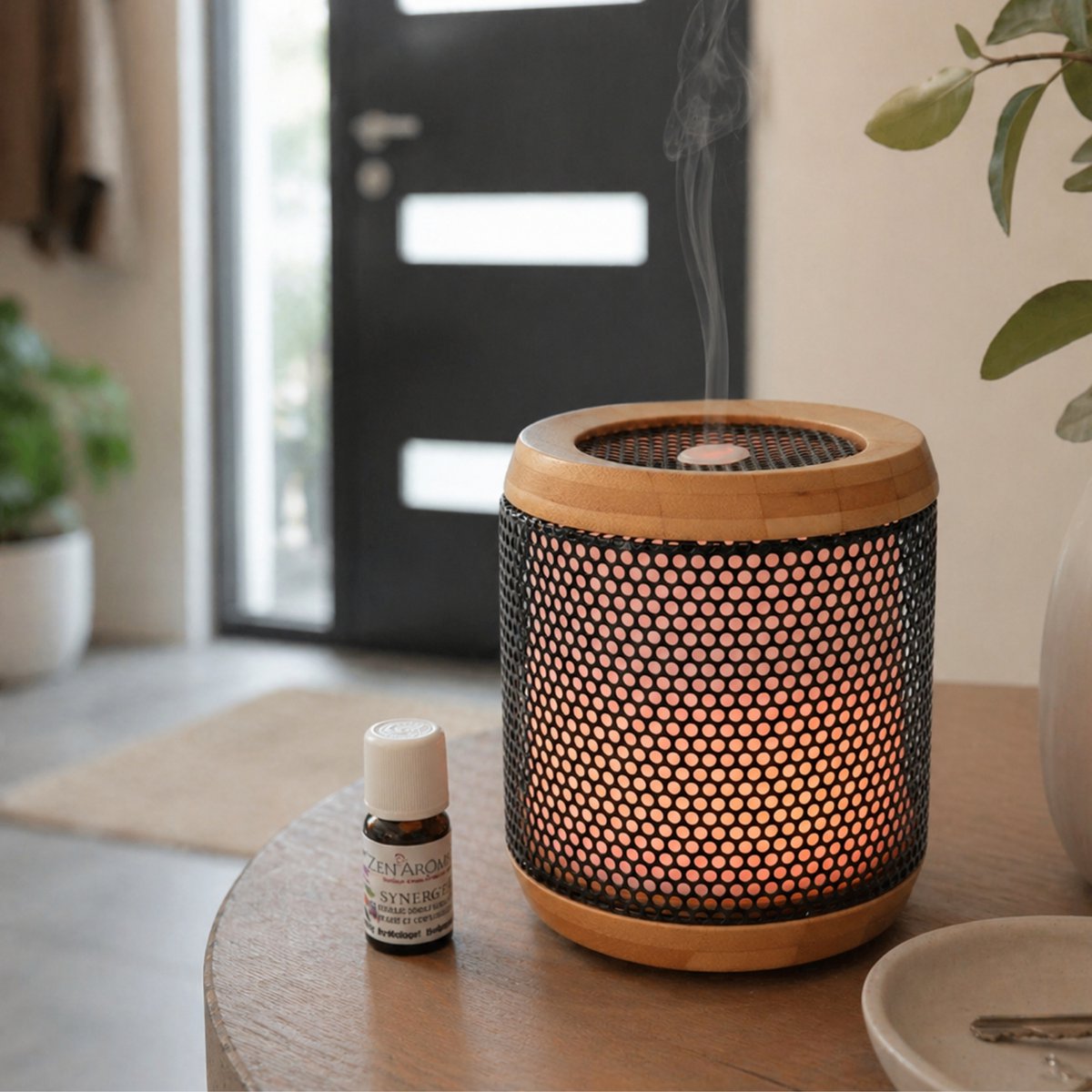 Ultrasonic Diffuser – Elipsia – Originality and Quality – Bamboo and Metal – Healthy Diffusion of Essential Oils – Interior Decoration