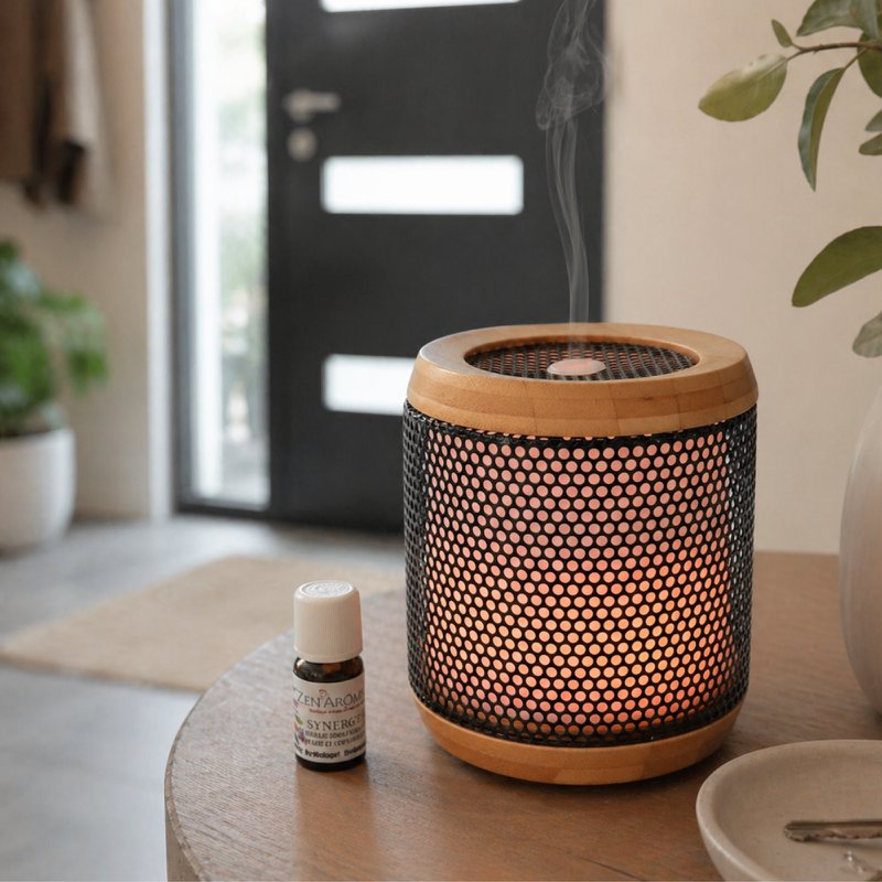 Ultrasonic Diffuser – Elipsia – Originality and Quality – Bamboo and Metal – Healthy Diffusion of Essential Oils – Interior Decoration