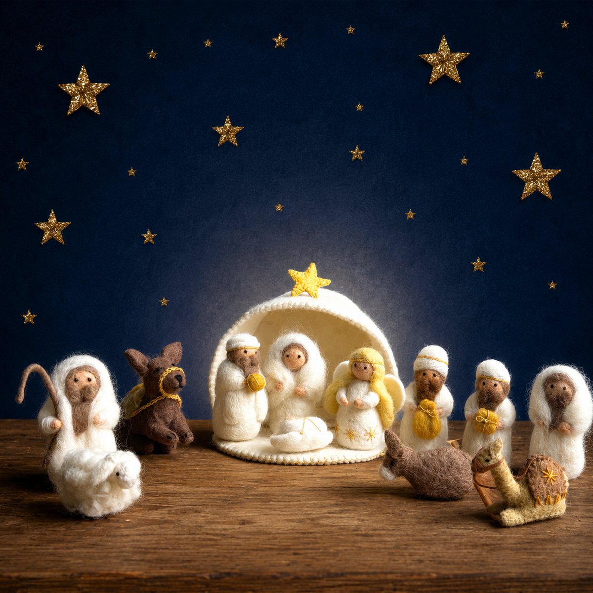 Nativity scene white/gold