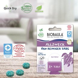 Eco-friendly all-purpose cleaning tabs made from natural ingredients. Compact and easy to use, with no plastic packaging. Suitable for a variety of cleaning tasks around the home.