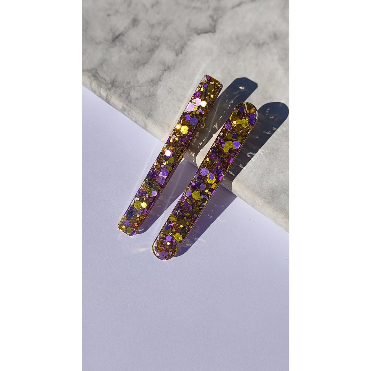 ⋒ pacchetto di clip per capelli in resina - Glitter Royal (8 articoli) ⋒