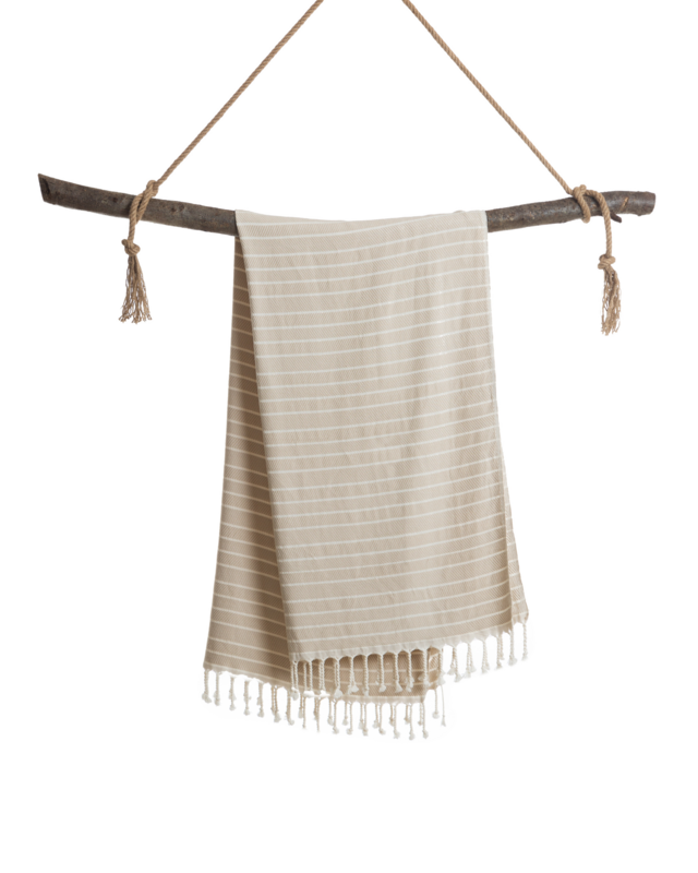 ILVA Bamboo Cotton Hammam Beach Towel – Quick Dry – Beige - 180x100 cm