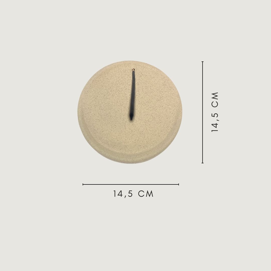 røgelsesholder - røgelsesholder - keramik - rund - skrå - beige - diameter 14,5 cm - røgelsebrænder