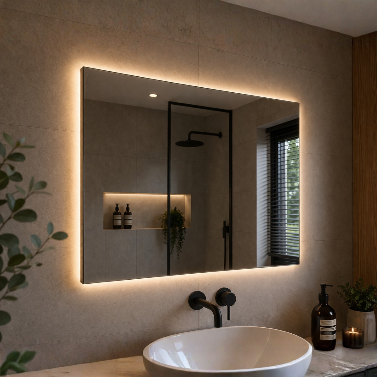 Badkamerspiegel met Verlichting 60x80 cm – LED Anti-condens Dimbaar