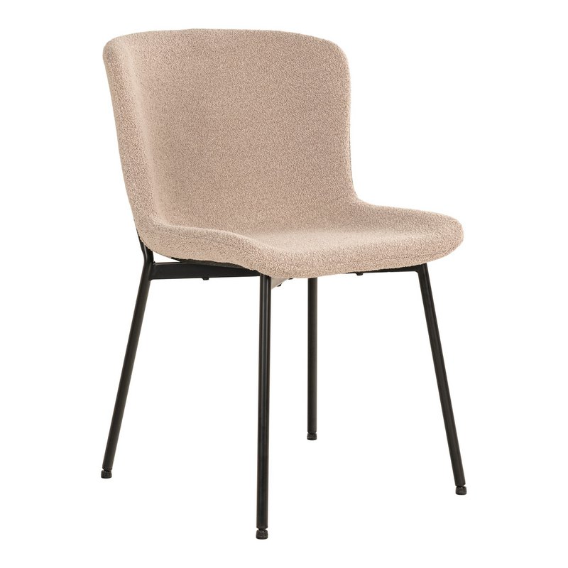 Maceda Dining Chair - Beige Bouclé, Black Legs - Set of 2