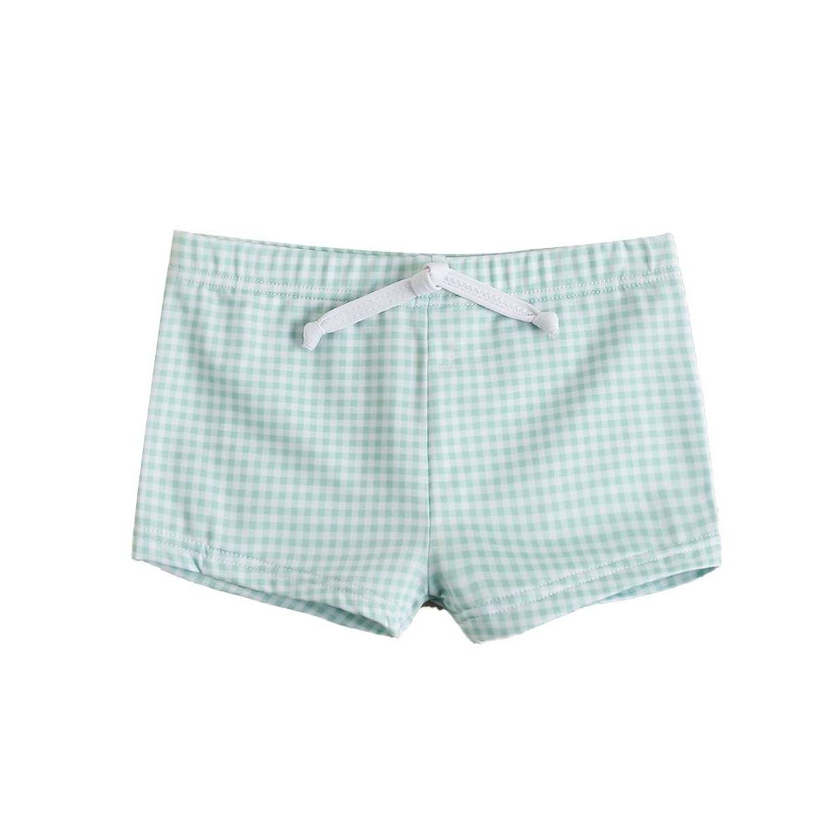 Baby boy's boxer shorts in vichy check with drawstring F08-23201054