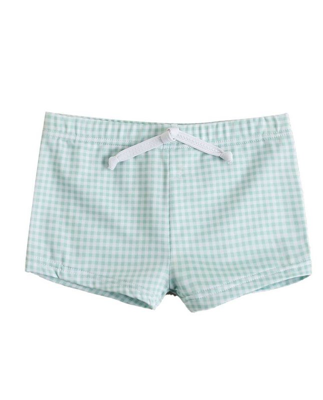 Baby boy's boxer shorts in vichy check with drawstring F08-23201054