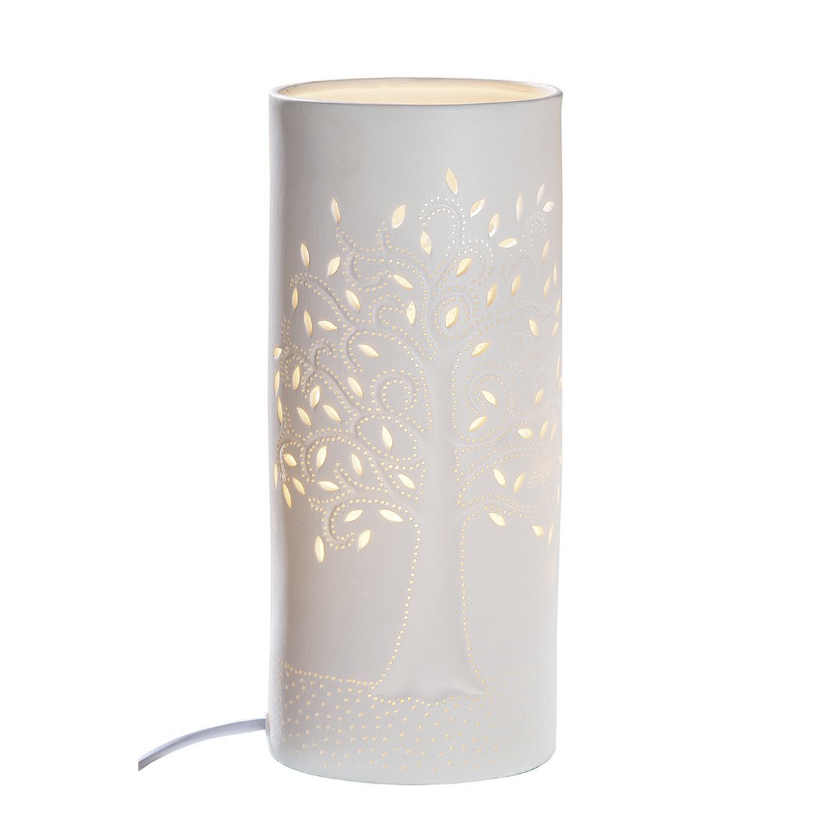Porcelain lamp cylinder tree of life