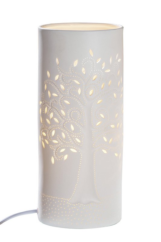 Lámpara de porcelana cilindro árbol de la vida