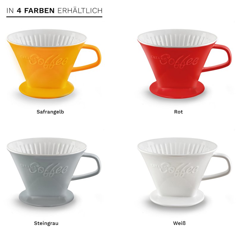 Creano porseleinen koffiefilterformaat. 4 saffraangeel