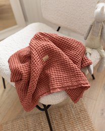 waffle baby blanket linen/cotton 100x120 cm bric