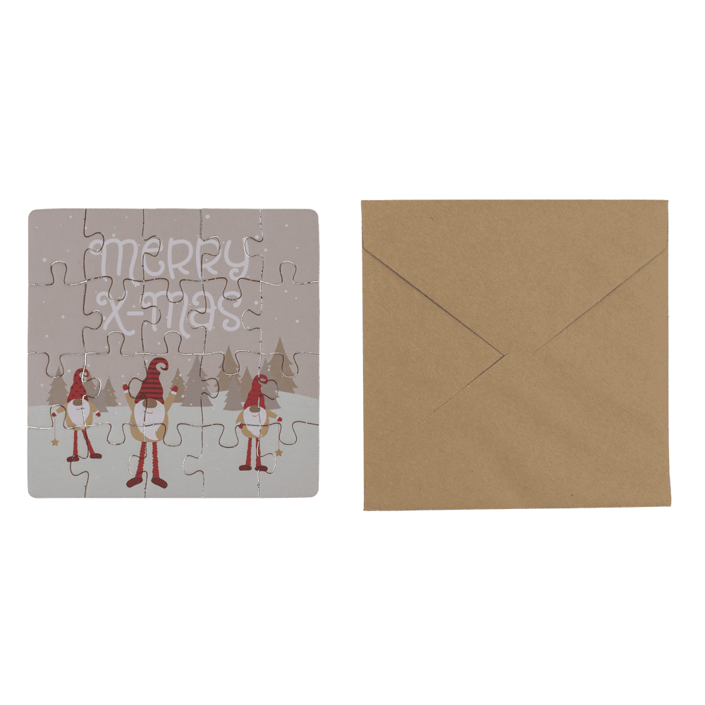 Square shape gift card, puzzle, X-Mas,