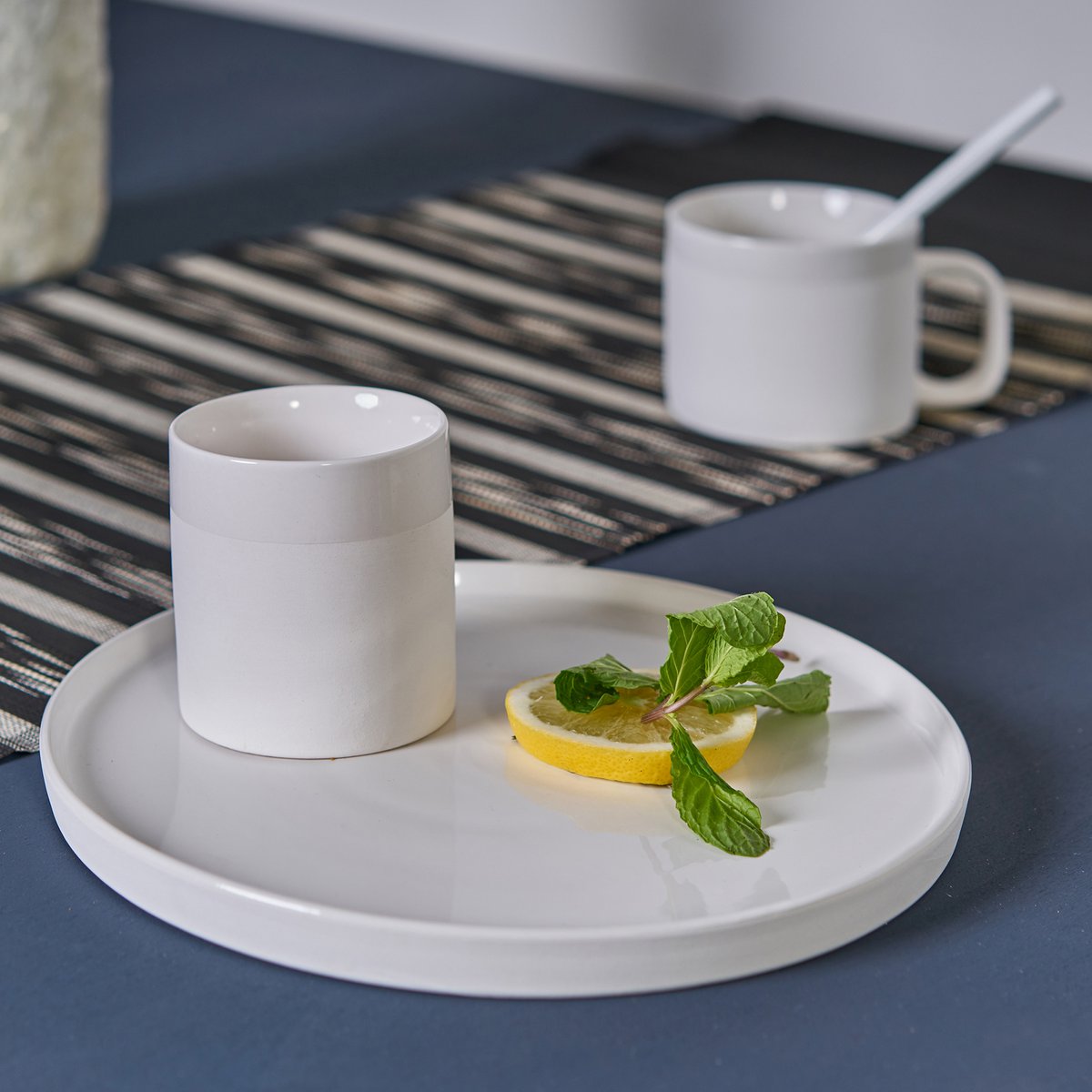 Cup Cyl S cer mat w.band white 150ml 6,7x7cm