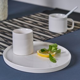 Cup Cyl S cer mat w.band white 150ml 6,7x7cm