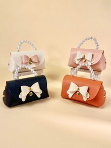 Mini cute chic gift bag with elegant pearls and knot