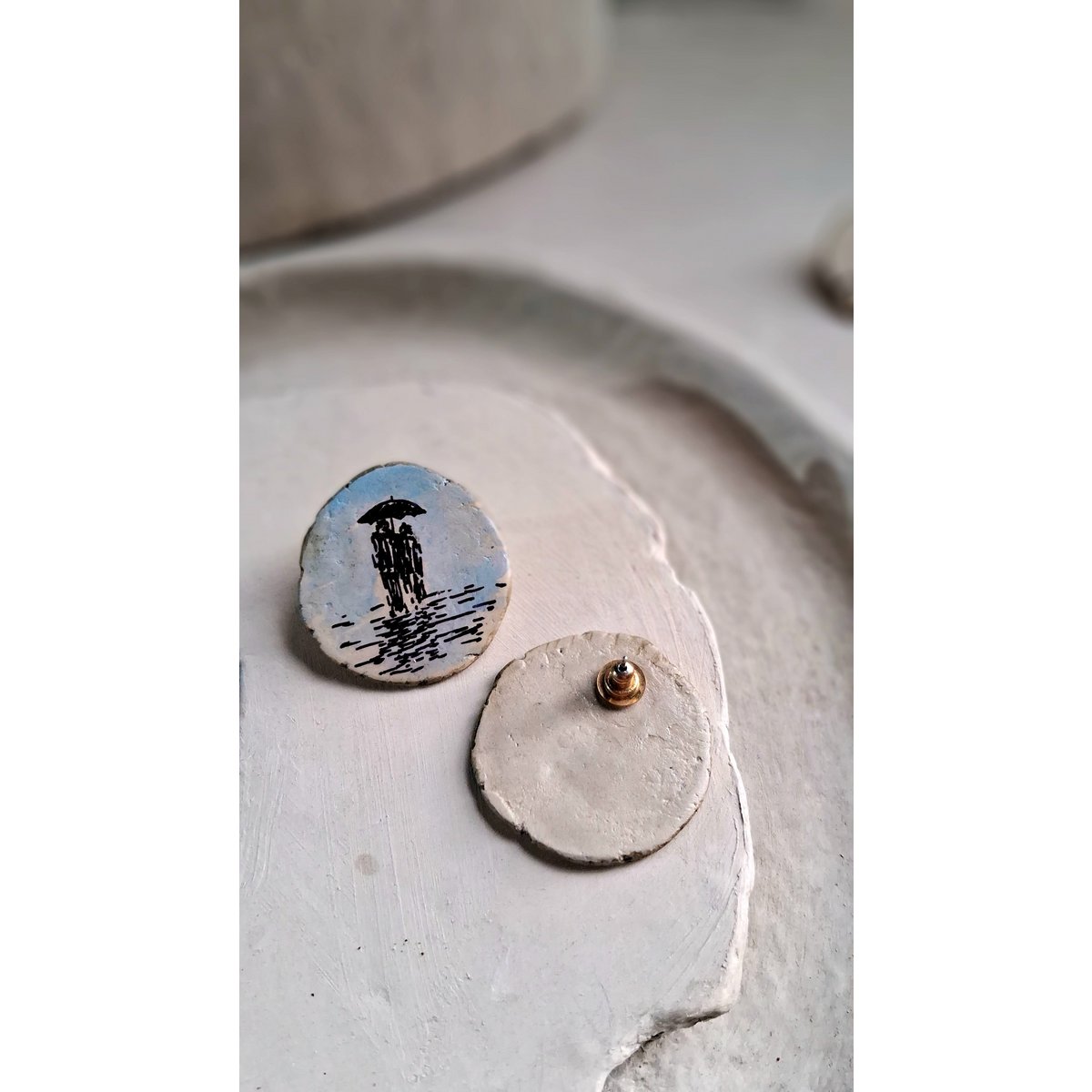 Stud Earrings | Papier mâch Painted Lightweight
