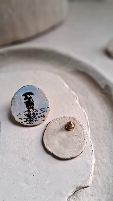 Stud Earrings | Papier mâch Painted Lightweight