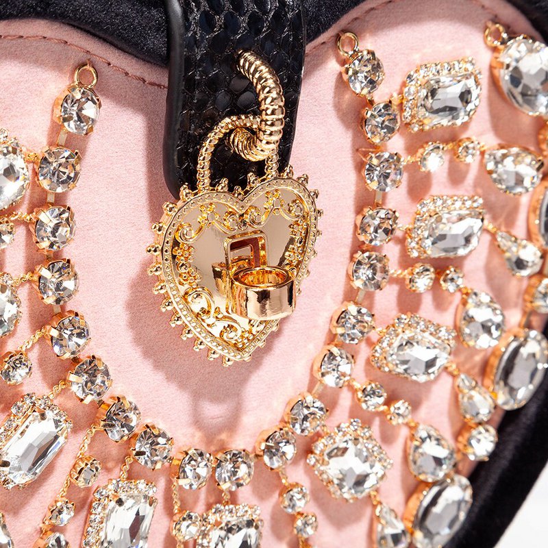Saint Tropez Diamond Heart Velour Aftentaske