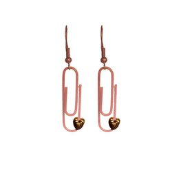  Rose Quartz Personalised Paperclip Earrings with heart-shaped charms in various colors, suitable for drop earrings fashion.