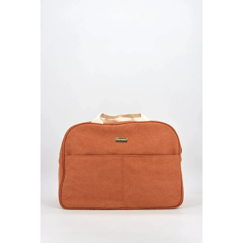 Maternity-taske i stof, Terracotta farve