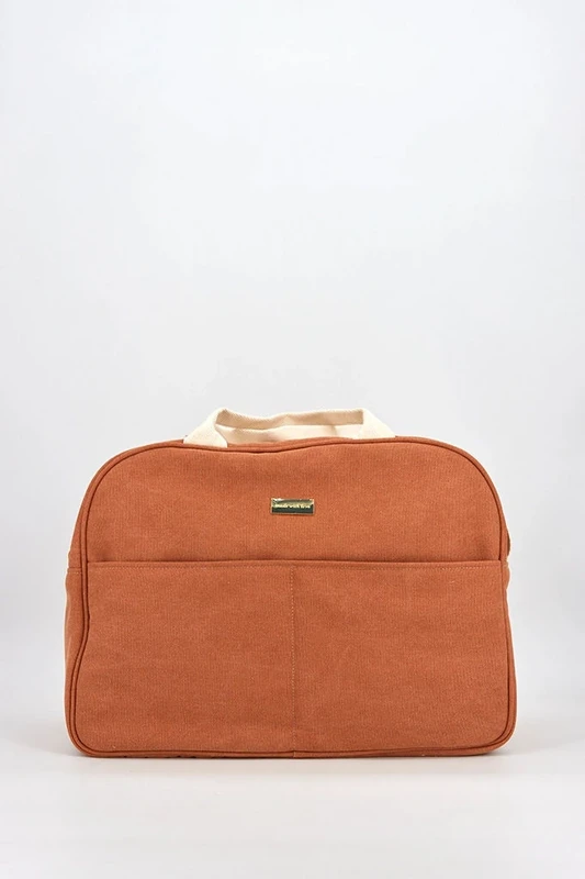 Maternity-taske i stof, Terracotta farve